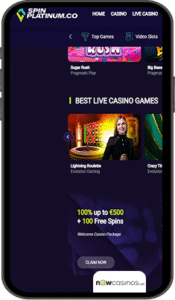 SpinPlatinum Casino Mobile app